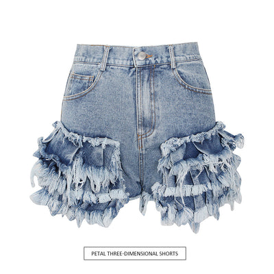 Shorts de Mezclilla Cintura Alta con Flecos y Hebilla - Estilo Sexy y Moderno - Image 3