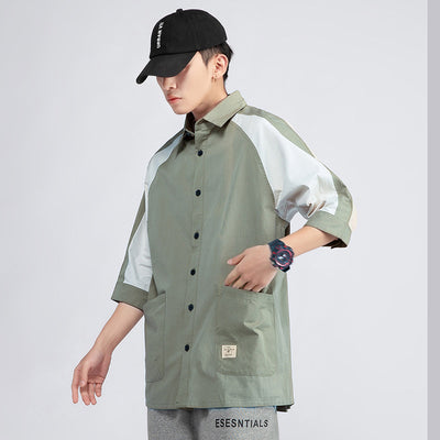 Camisa Casual Hombre Estilo Coreano Bloques de Color - Image 3