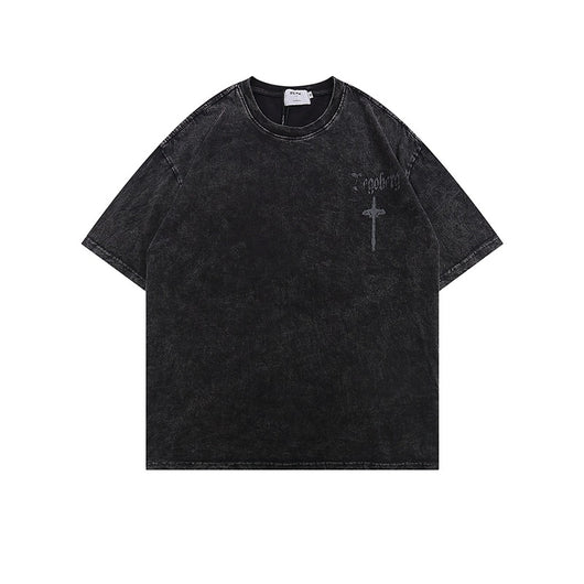 Camiseta Hip Hop Vintage Desgastada Lavada para Hombre - Image 7