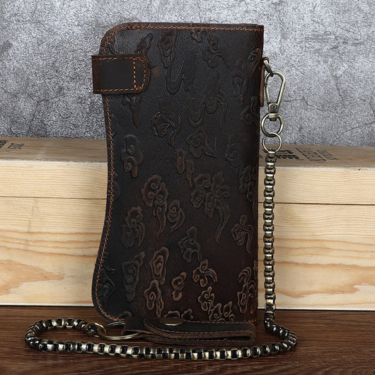 Cartera de Cuero Vintage Crazy Horse para Hombre con Grabado - Image 3