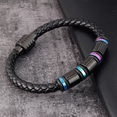 Pulsera de Acero Titanio y Cuero para Hombre - Diseño Minimalista - Image 5