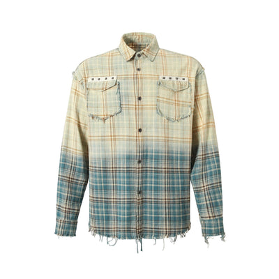 Camisa Retro de Manga Larga con Costuras y Lavado Vintage - Image 9