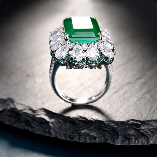 Anillo de Esmeralda en Plata Esterlina Frosty