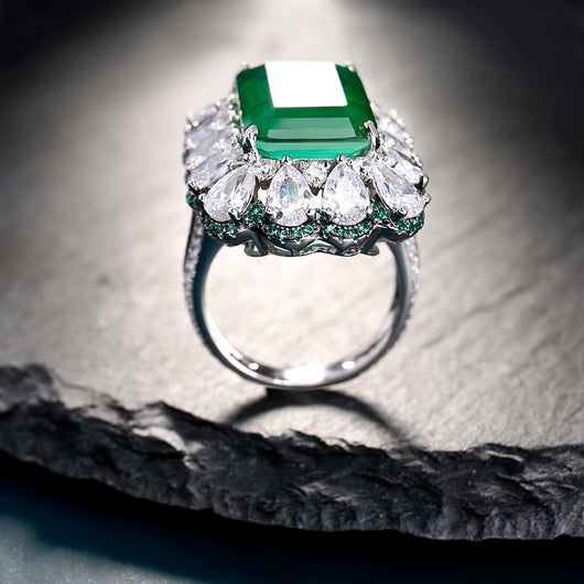 Anillo de Esmeralda en Plata Esterlina Frosty