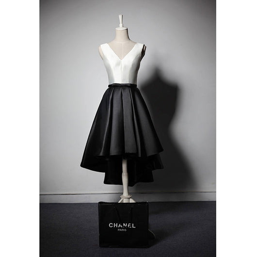 Vestido de Satén Asimétrico para Eventos - Falda Corta Adelante, Larga Atrás - Image 3