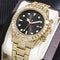 Luminous Quartz Watch with Diamonds and Two-Tone Sun Pattern