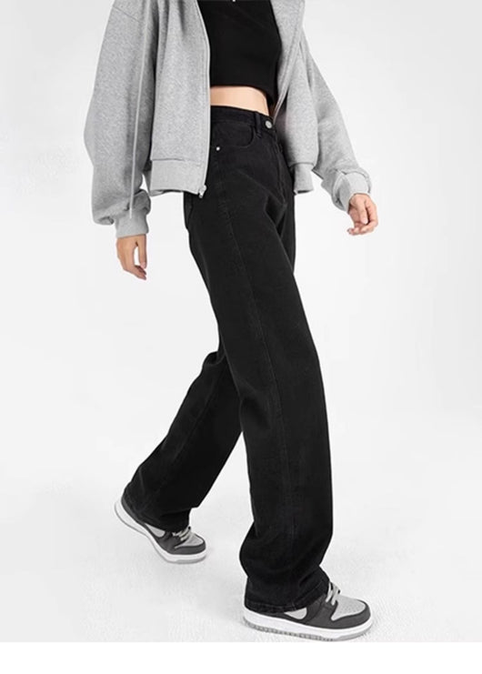 Pantalones Vaqueros Talle Grande Cintura Alta Pierna Ancha Negro - Image 11