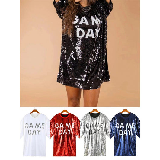 Blusa Suelta Lentejuelas Manga Corta Talla Grande para Mujer - Image 3