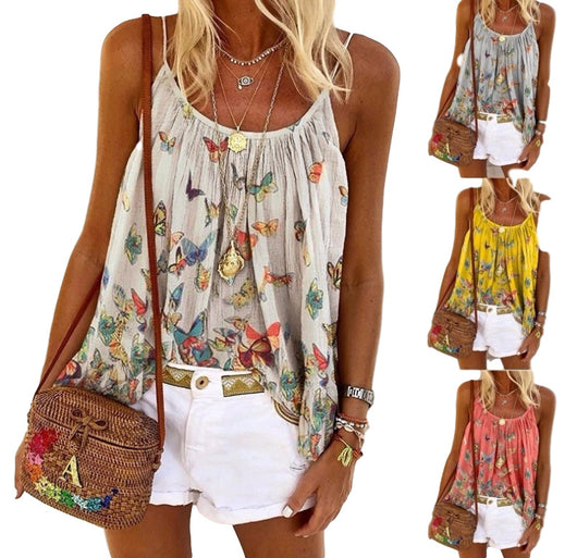 Blusa Camiseta Estampado Mariposas Talla Grande Suelta y Cómoda