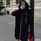 Sudadera Negra Oversize con Cordones y Largo Extendido