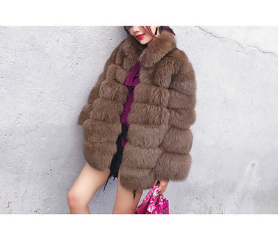 Abrigo de Piel Haining para Mujer - Largo Medio Invierno - Image 6