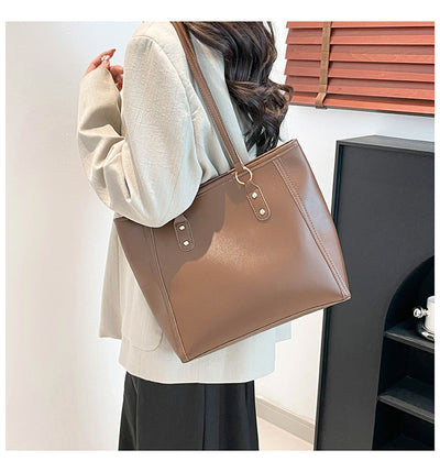 Bolsa Tote Retro Bicolor de Gran Capacidad - Estilo y Funcionalidad - Image 11