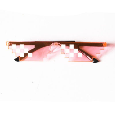 Red pixelated mosaic sunglasses with black arms and white pixel accents, ideal for anime cosplay or funny costumes. - Image 14