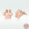 Cute Pet Imprint S925 Plateado Earrings with Blanco Dorado Earrings Rose Dorado