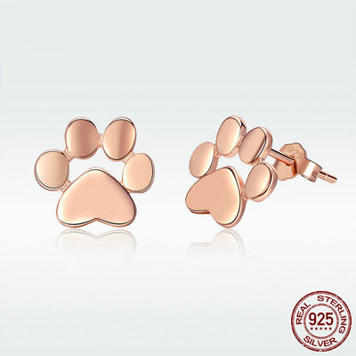 Aretes de Plata S925 con Huella de Mascota y Baño de Oro Blanco - Image 7