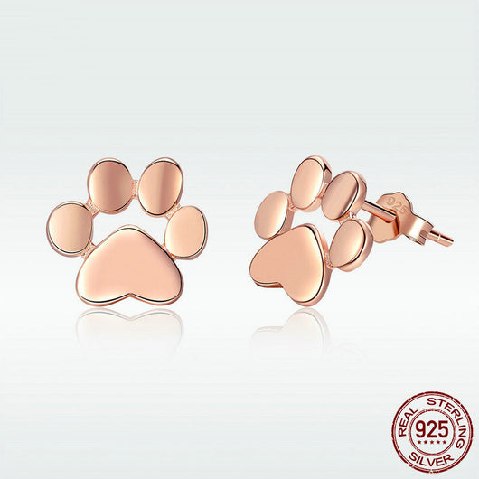 Aretes de Plata S925 con Huella de Mascota y Baño de Oro Blanco - Image 7