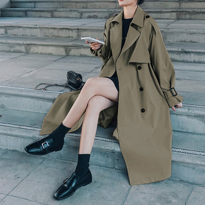 Abrigo Trinchera Doble Botonadura Oversized - Elegancia Coreana para Primavera - Image 6