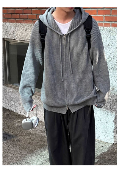 Suéter Chaqueta Tejido Otoño-Invierno para Hombre con Doble Cierre y Capucha - Image 22