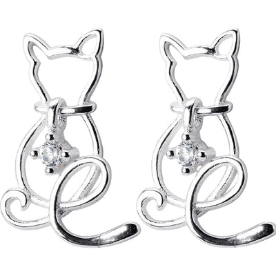 Aretes de Gato Minimalista en Aleación - Diseño Adorable para Mujer - Image 5