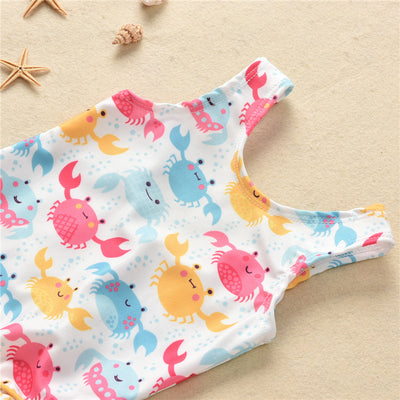 Traje de Baño Infantil de Una Pieza con Diseño de Cangrejo Cartoon - Image 32