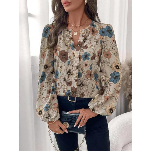 Blusa Elegante con Cuello Camisero y Estampado Floral - Image 4