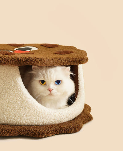 Casa Cama para Gato con Forma de Galleta - Refugio Cálido para Otoño e Invierno - Image 12