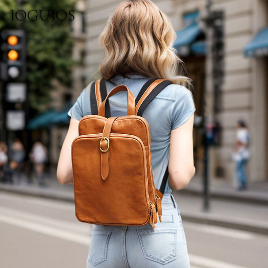 Mochila de Cuero Genuino Retro Laminado