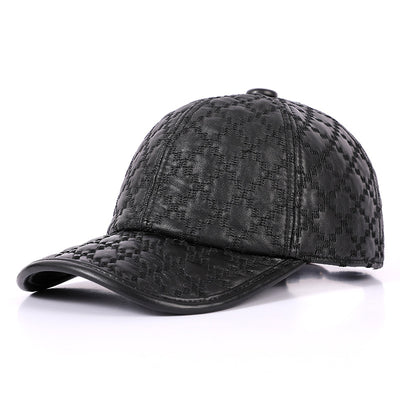 Gorra Cuadriculada Coreana en Cuero de Oveja Genuino para Hombre - Image 6