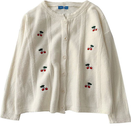 Cardigan Tejido Escolar Coreano Cuello Redondo Manga Larga Versátil