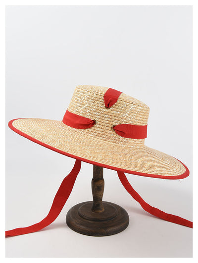 Sombrero de Paja Trenzado con Tiras - Estilo Europeo y Americano para Mujer - Image 7
