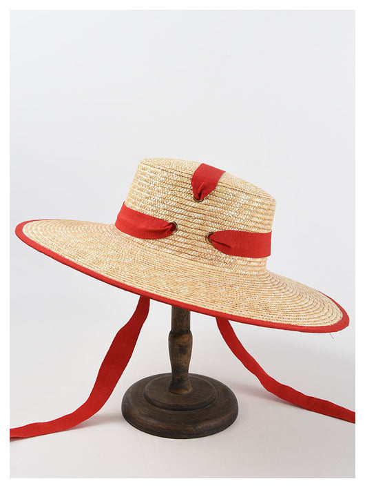 Sombrero de Paja Trenzado con Tiras - Estilo Europeo y Americano para Mujer - Image 7