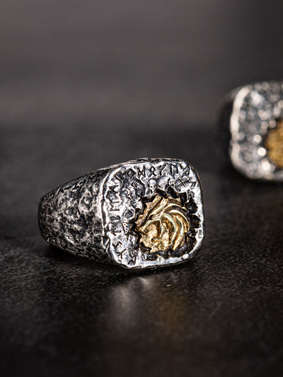 Anillo de Cabeza de Lobo en Plata y Cobre - Image 6