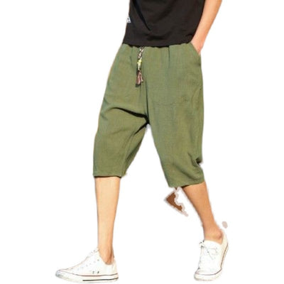 Pantalones Cortos de Lino Holgados para Hombre - Image 9