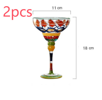 Copa Margarita de Cristal Pintada a Mano - Diseño Triangular Artístico - Image 13