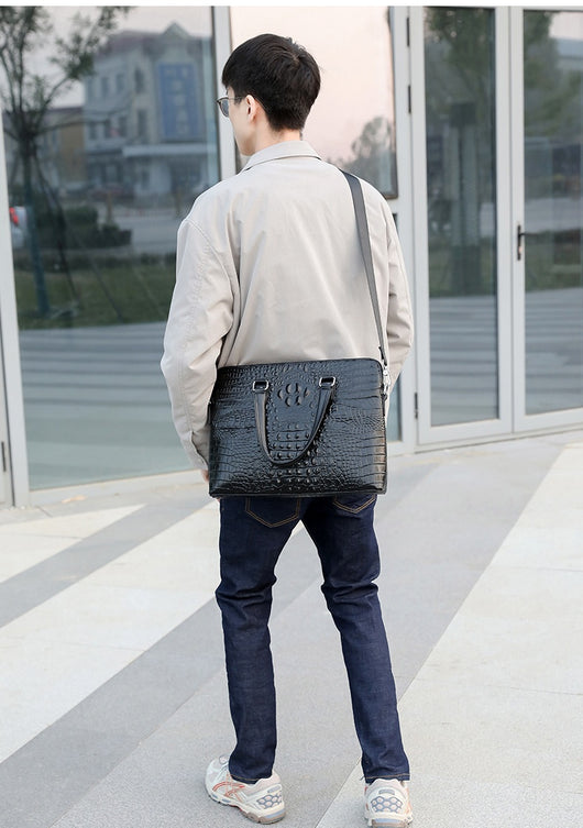 Maletín Ejecutivo para Hombre con Patrón Cocodrilo - Bolsa de Negocios y Computadora - Image 14