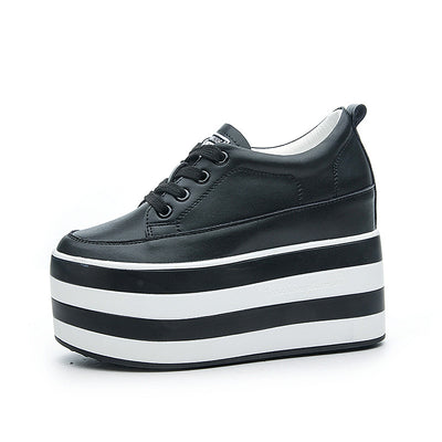 Zapatos Plataforma de Cuña con Cordones para Mujer en Piel - Image 7