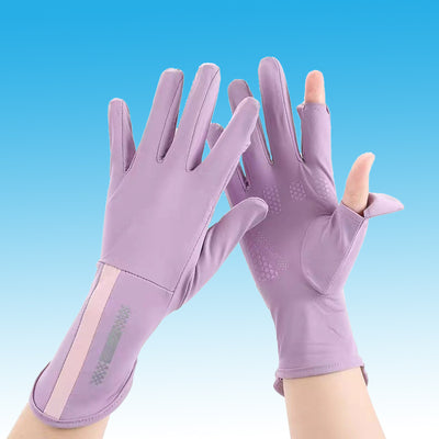 Guantes Protectores de Seda Helada con Filtro Solar - Transpirables y Elásticos