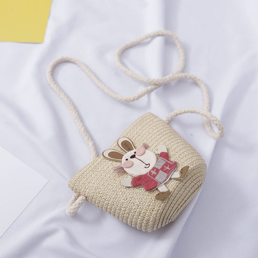 Set de Bolsa Decorativa y Sombrero de Paja con Diseño de Conejito - Image 7
