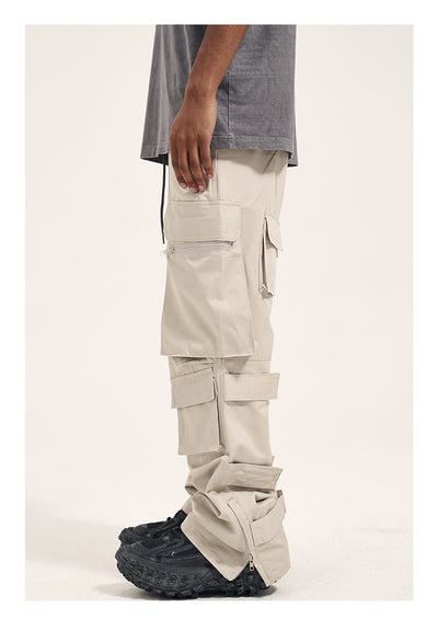 Pantalones Casuales Retro para Hombre con Bolsillos Múltiples y Cierre Lateral - Image 10
