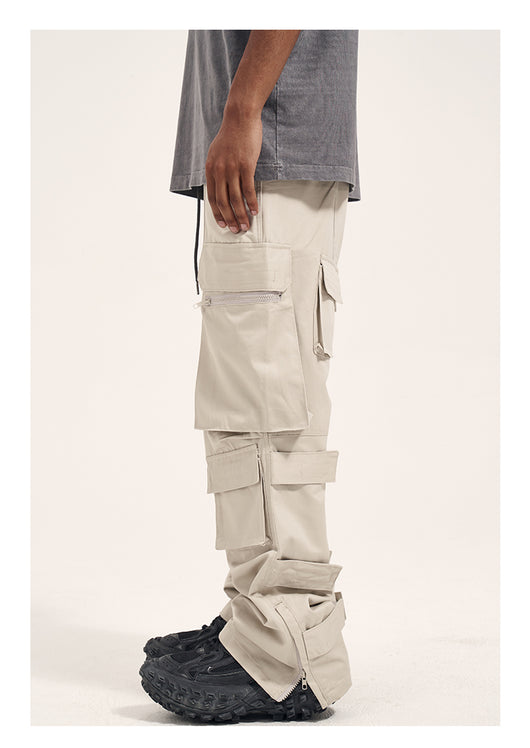 Pantalones Casuales Retro para Hombre con Bolsillos Múltiples y Cierre Lateral - Image 10