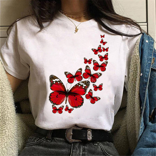 Blusa Estampada Blanca Suelta Casual para Mujer - Image 55