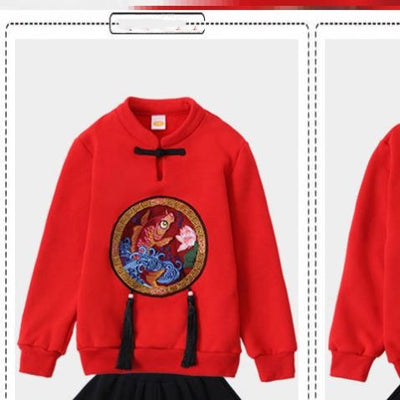 Family of four in matching red long-sleeve tops with a rabbit graphic, celebrating the Year of the Rabbit. - Image 5