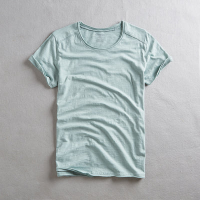 Camiseta de Manga Corta para Hombre en Algodón con Rayas de Bambú