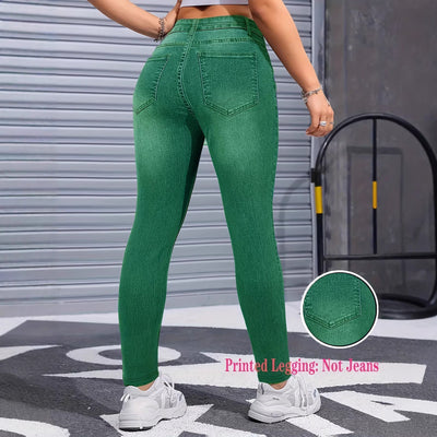 Pantalones Leggings Estilo Denim con Estrellas para Mujer - Corte Acampanado - Image 3