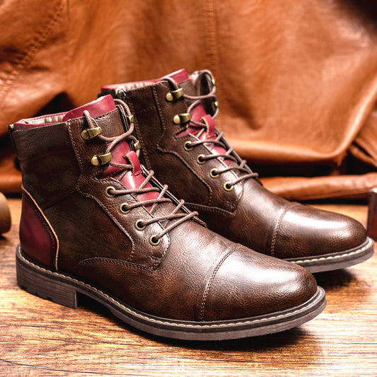 Botas Martin de Cuero para Hombre Talla Grande con Cierre y Detalles de Herramientas