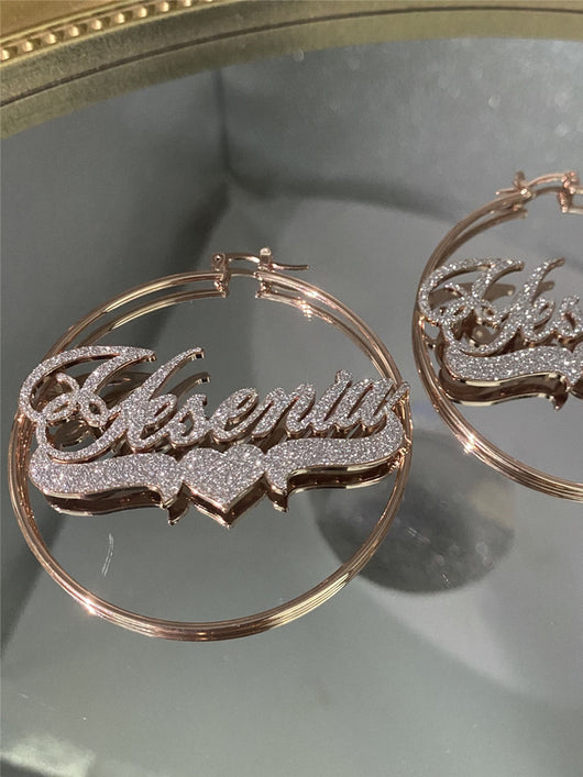 Aretes Personalizados de Acero Inoxidable con Nombre y Circonitas - Image 4