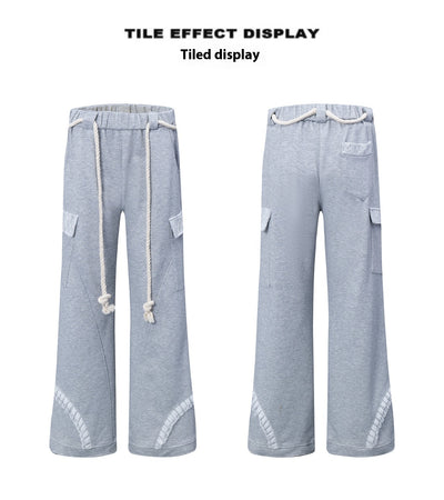 Pantalones de Chándal Gris Cintura Ajustable con Bolsillos Múltiples para Mujer - Image 10