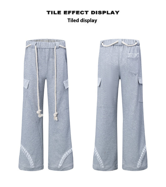 Pantalones de Chándal Gris Cintura Ajustable con Bolsillos Múltiples para Mujer - Image 10