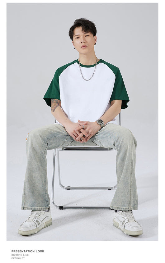 Camiseta Holgada de Algodón con Manga Raglán para Hombre - Image 12