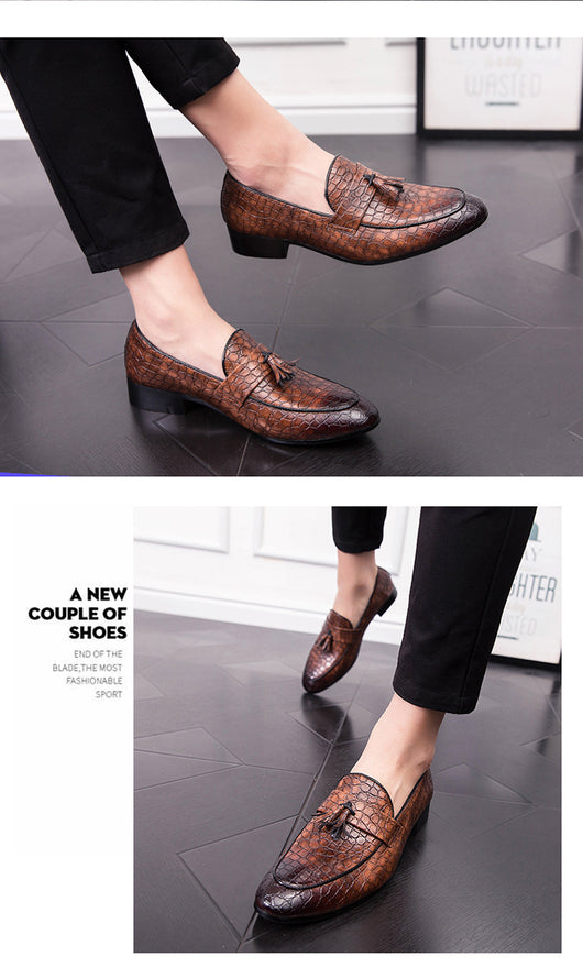 Zapatos de Cuero Elegantes Transpirables con Punta Afilada y Borlas para Hombre - Image 15